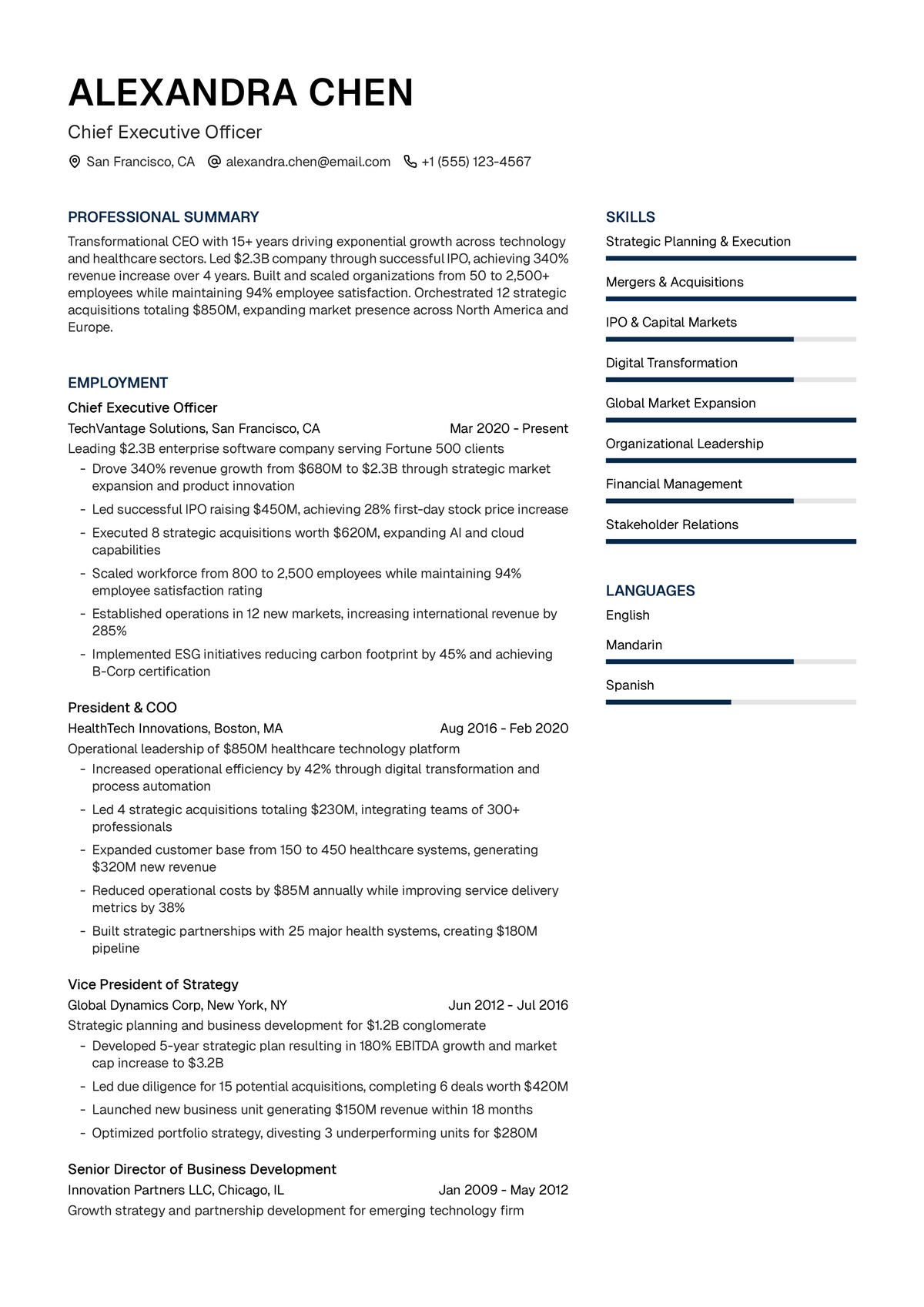 Chief Executive Officer Resume Example & Writing Guide | UseResume