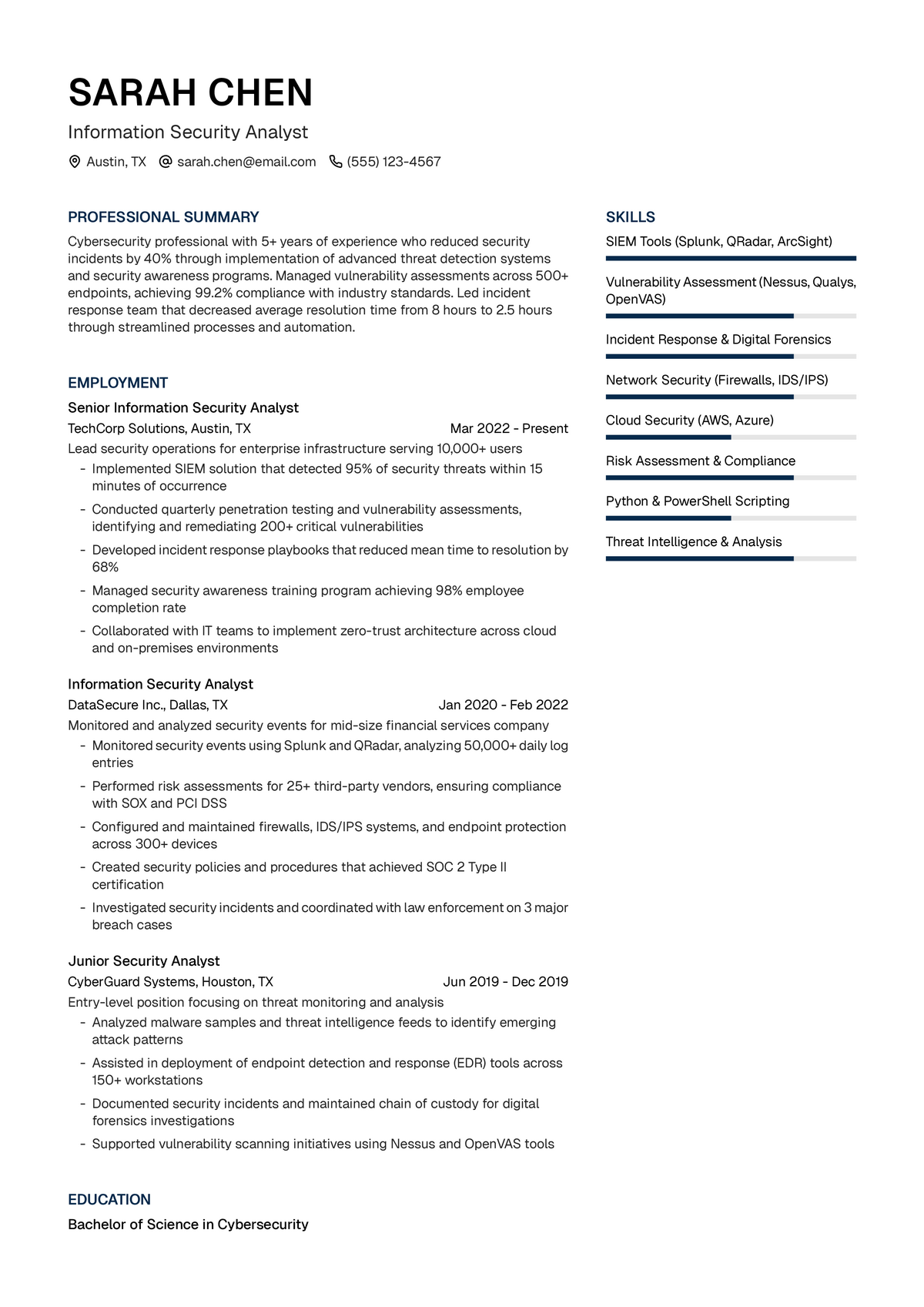 Information Security Analyst Resume Example & Writing Guide | UseResume