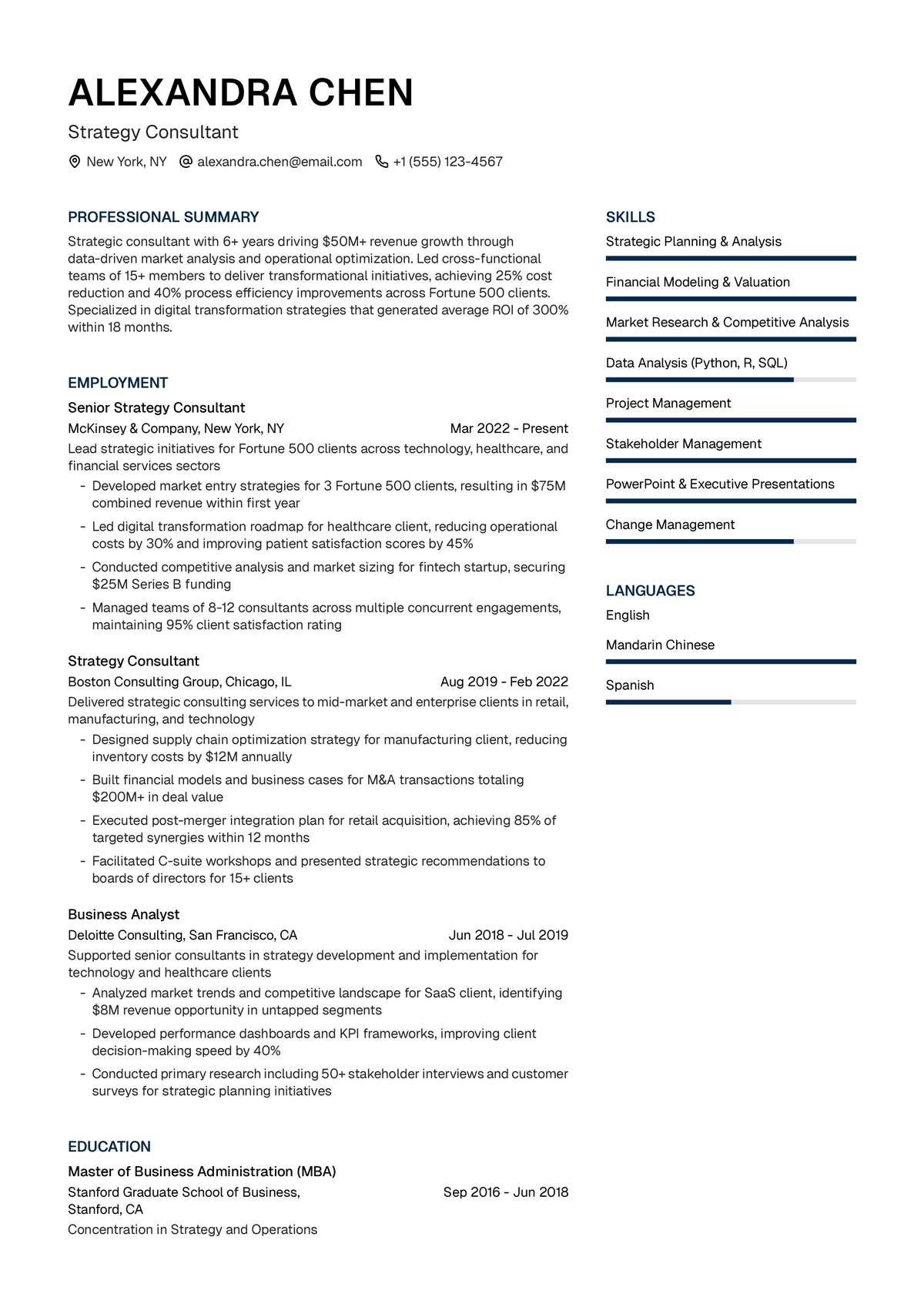 Strategy Consultant Resume Example & Writing Guide | UseResume AI |  UseResume AI