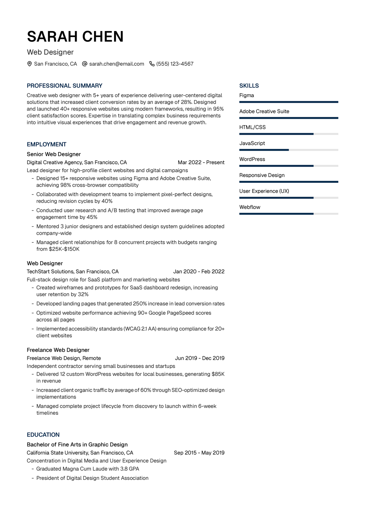 Web Designer Resume Example & Writing Guide | UseResume